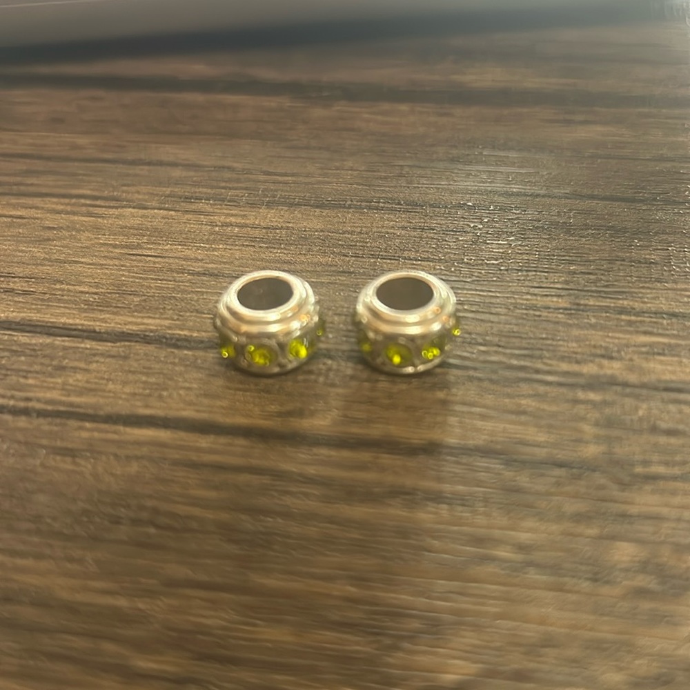 Brighton green beads (two)